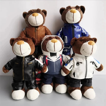 Funny Cool Creative Helmet Teddy Bear Motorcycle Doll Locomotive Bear Plush Toys Motorcycle Racing Christmas Decor Gift