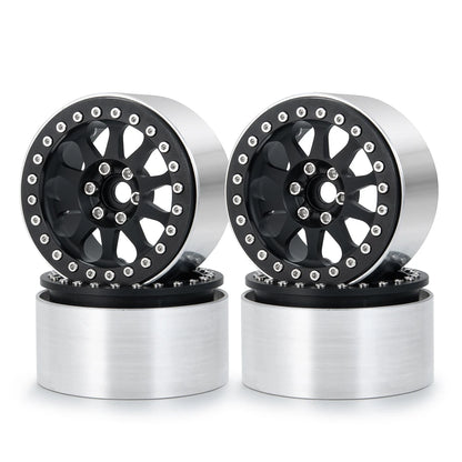 YEAHRUN 2/4pcs Metal Beadlock 2.2 inch Wheel Rims Hubs for Axial Wraith 90048 RR10 TRX-4 1/10 RC Crawler Car Upgrade Parts
