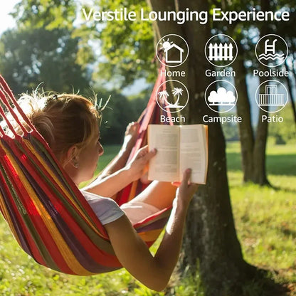 WESTTUNE Outdoor Canvas Hammock Camping Swing Hammock with Tree Ropes Load-bearing Up to 200kg Perfect for Garden Patio Backyard
