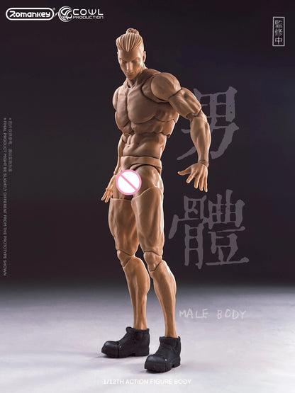 Romankey X COWL 1/12 Scale Male Super Flexible Joint Body 16cm  Action Figure Muscle Articulated Body White Yello Black Skin