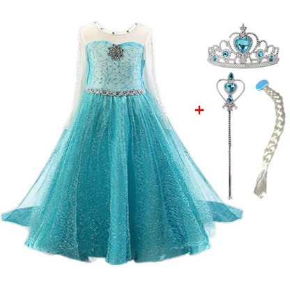 Elsa Dress for Girls 3-10 Yrs Birthday Role Elsa Princess Dress For Kids Halloween Carnival Easter Party Cosplay Girls Costume