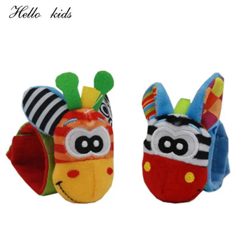 Cartoon Plush Socks Wrist Strap Rattles Baby Toys 0-12 Months Newborn Infant Kids Animal Sock Foot Finder Toy Gift Soft Rattle