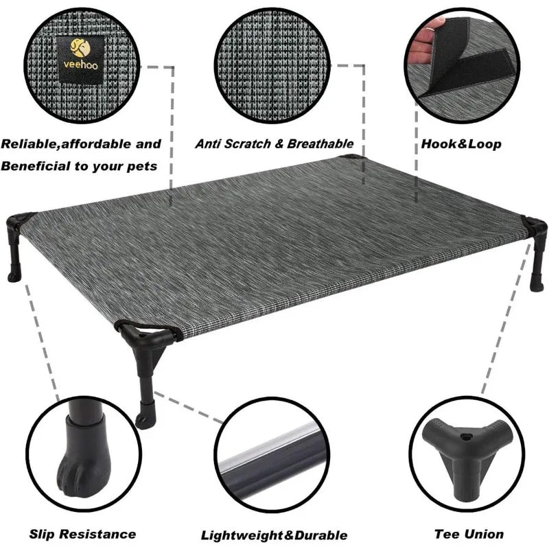 Cooling Elevated Dog Bed, Portable Raised Pet Cot with Washable & Breathable Mesh, No-Slip Feet Durable Dog Cots Bed