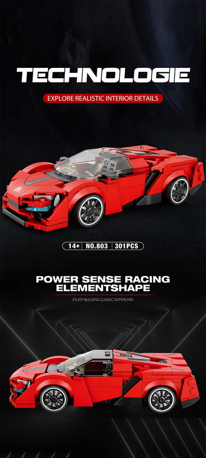 W Motors Lykan Red Sports Car Building Block, 301PCS City Vehicle Classic Racing Car Model Bricks Toys, Creative Collention Gift