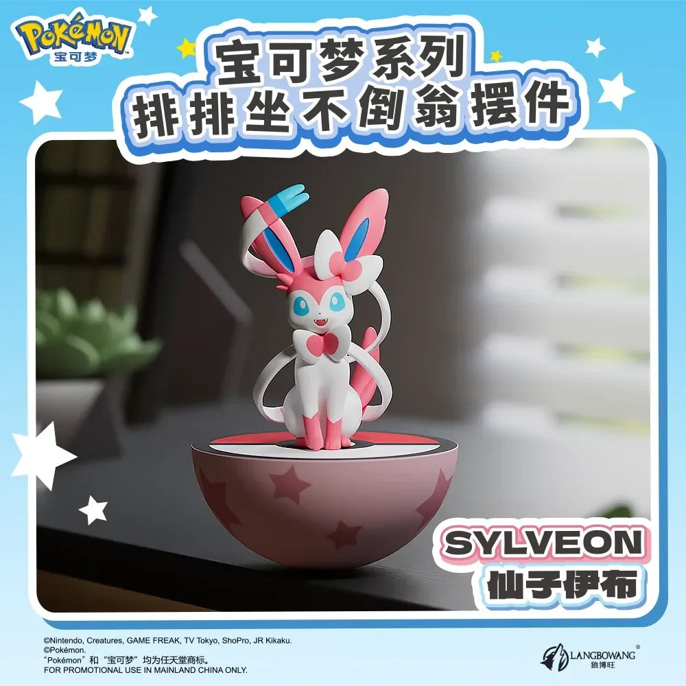 Genuine Pikachu Pokemon Gengar Sylveon Fuecoco Quaxly Sprigatito Figurine Desktop Wobbler Small Ornament  Models Dolls Toys Gift