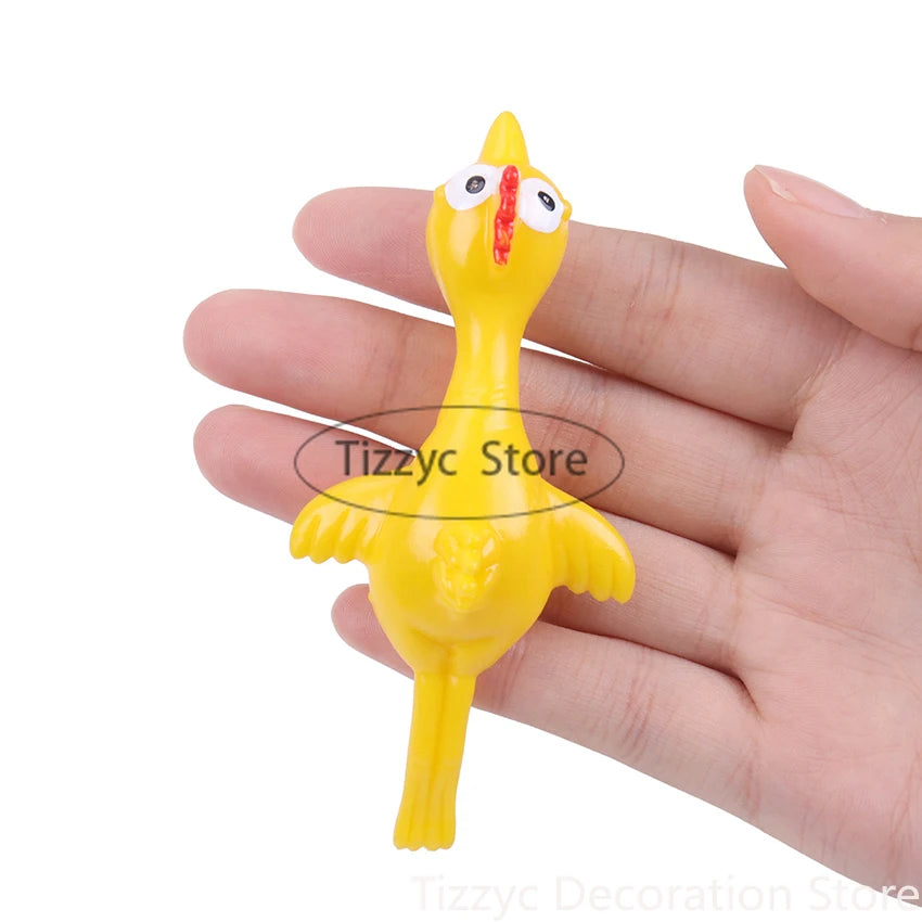 10PCS Catapult Launch Turkey Slingshot Chick Elastic Flying Finger Sticky Decompression Toy for Birthday Halloween Party Favors