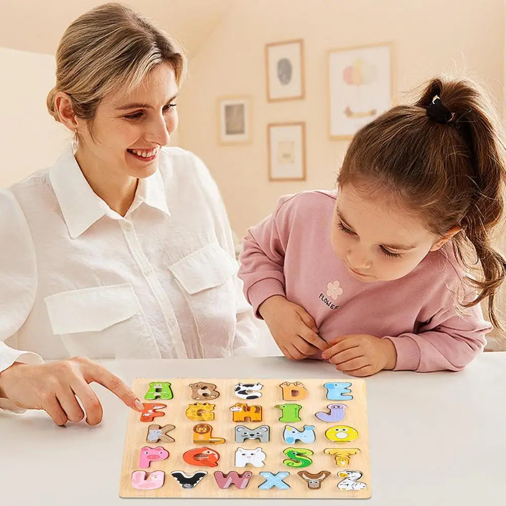Learning Toys Alphabet Puzzle Wooden Animals Alphabet Puzzle For Toddlers ABC Puzzles Board Educational Toys For Kids Preschool