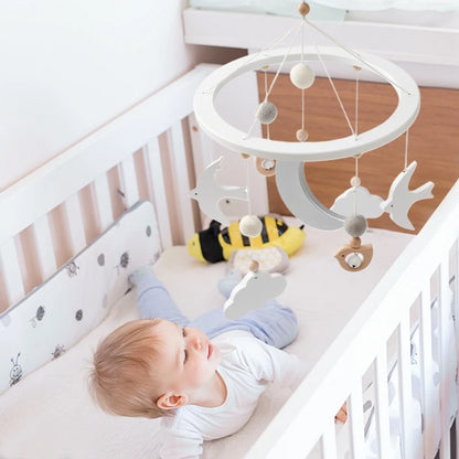 Baby Wooden Bird Shape Bed Bell Bracket Mobile Hanging Rattles Toy Hanger Baby Crib Mobile Bed Bell Toy Holder Arm Bracket Gifts