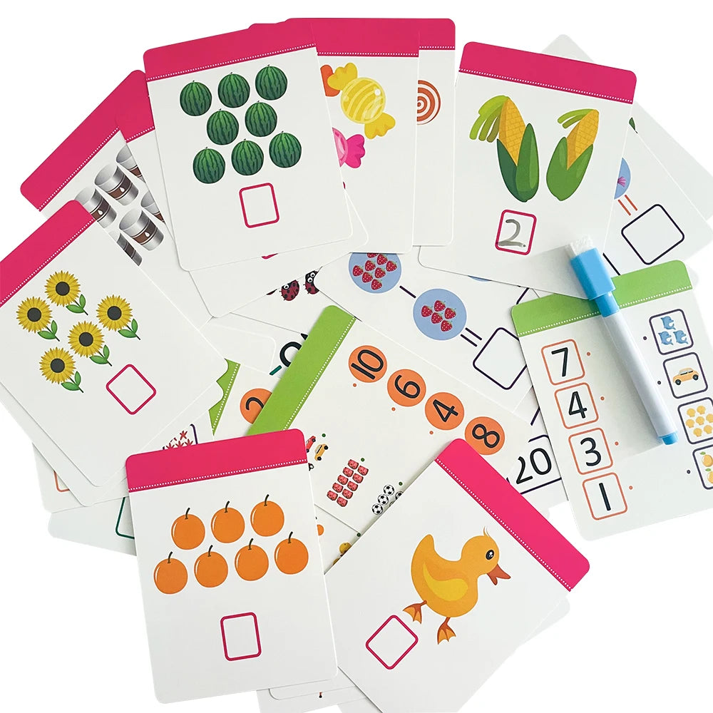 36 Cards Children Reading and Writing Number Cognition Flashcard Maths Learning Cards Baby Montessori Kids Early Educational Toy