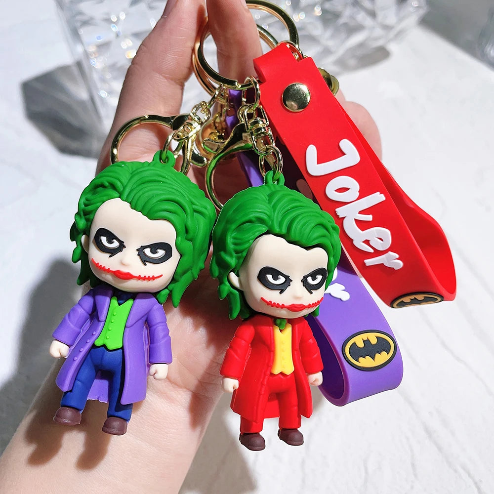 Anime Cartoon Marvel Batman Joker Image Doll Keychain Cute Halloween Series Key Ring Pendant Ornaments Jewelry Gifts for Friends