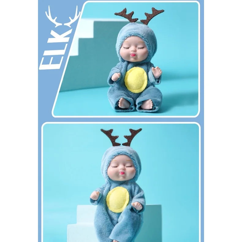 1pcs New Fashion 12cm Simulation Rebirth Dolls Toy Mini Cute Sleeping Baby Series Doll Cartoon Animal Toy for Kids Birthday Gift