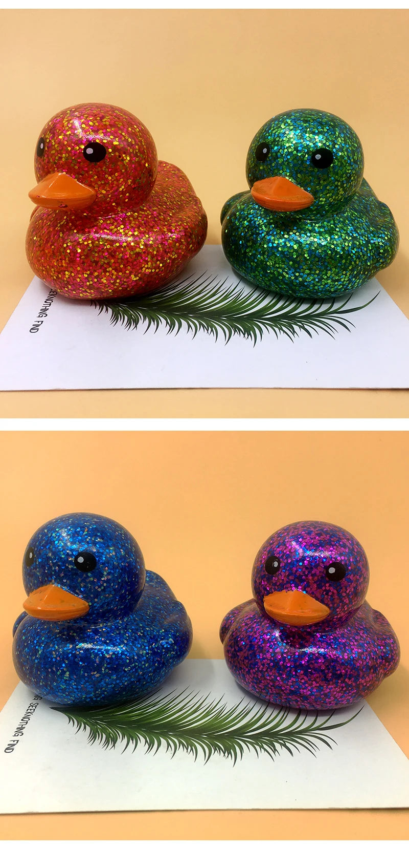 6PCS/SET Squeeze-sounding Dabbling 80MM Rubber Ducks Baby Shower Water Bathing Floating Toys Vinyl Glitter Duck With BB Sounds