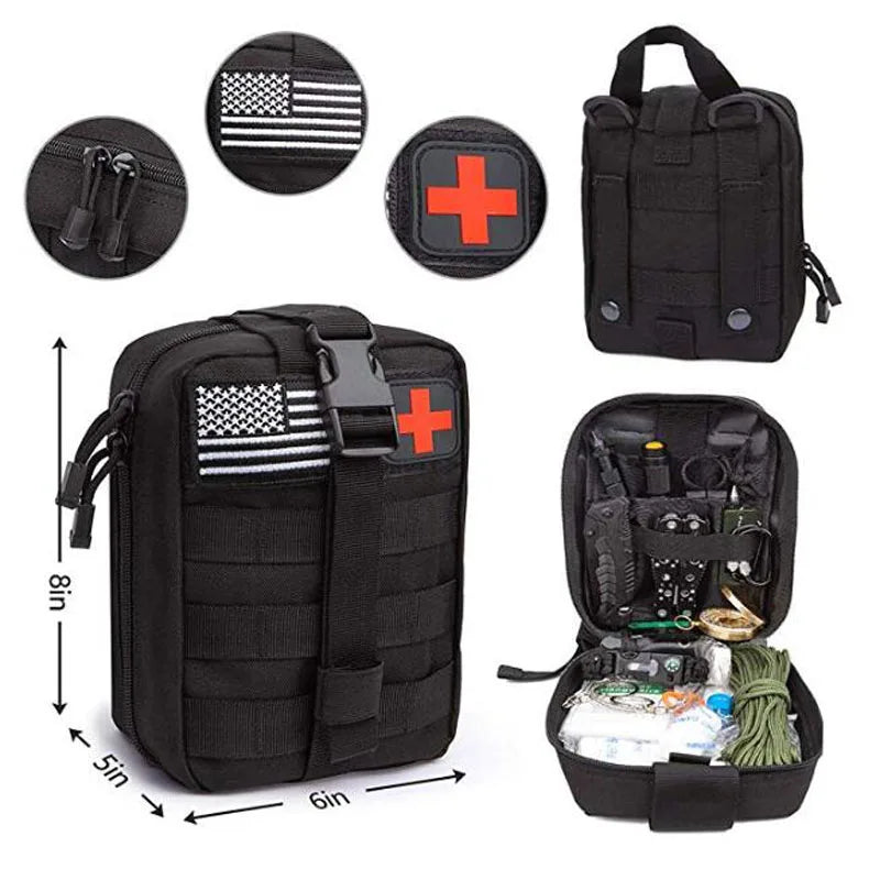 230 Piece Survival First Aid Kit Molle Survival  Outdoor Gear Emergency Kit Trauma Bag for Camping Hunting Hiking Family Car