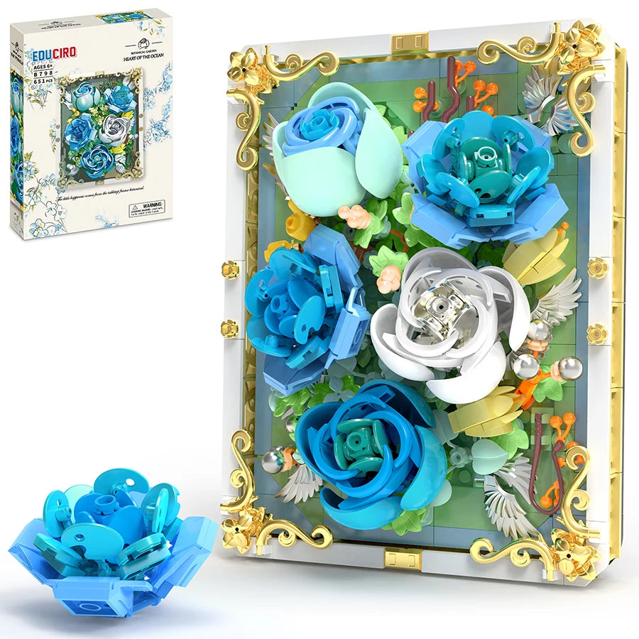 EDUCIRO Flowers Toys Building Sets for Adults, Home Office Decor Flower Frame Art Wall Building Toys, Christmas Gifts