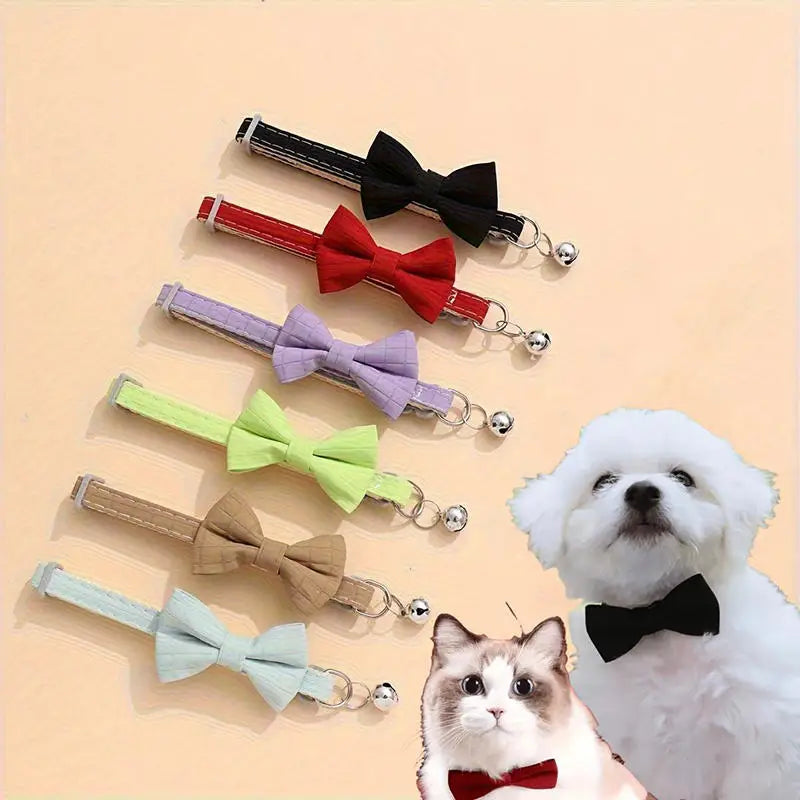 Pet Bow Bell Collars Cute Cat Collars Pet Supplies Multicolor Adjustable Pet Dressing Tool Pet Accessories