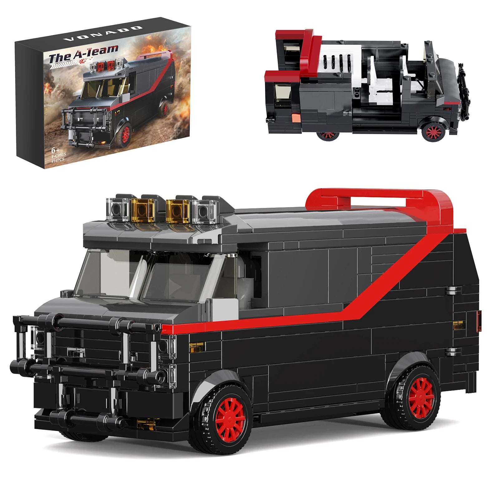 Retro Car A-Team Van Building Blocks Vehicle Truck  Lorry High-Tech Car Model Kit Toys Bricks Birthday Christmas Gift For Kids