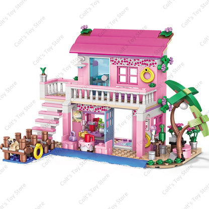 Hot Friends City House Summer Holiday Seaside Villa Apartment Building Blocks Sets Figures DIY Toys for Kid Girls Christmas Gift