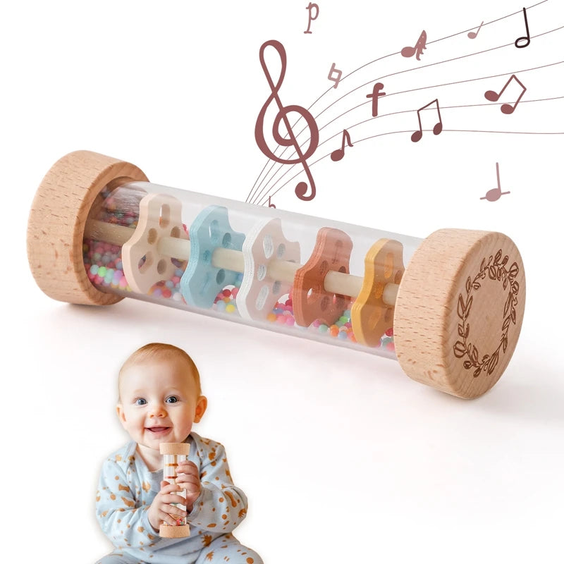 Montessori Baby Rain Stick Rainbow Hourglass Rain Music Rattle Baby Educational Toy Montessori Sensory Toys for Kids BABY's Gift