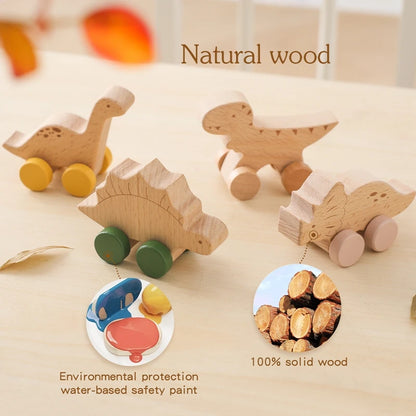 Wooden Baby Dragging Stars Moon Surround Car Beech Baby Toys Car Montessori Toys Hand Coordination Toy Handmade Decoration Gifts