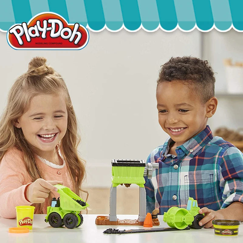 Hasbro Play-Doh Colorful Clay Boys Play House Traffic Series Engineering Truck Forklift Tank Truck Clay Educational Kids Toys