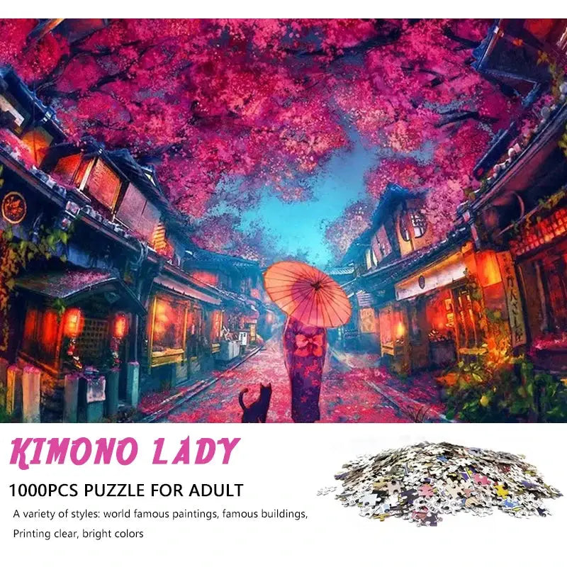 High Quality 70cm*50cm 1000pcs Japanese style Jigsaw Puzzle Adult Stress Relief Beautiful Landscape Painting Puzzle Wall Decor