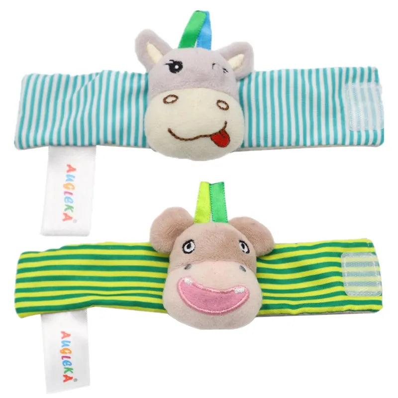 Cartoon Plush Socks Wrist Strap Rattles Baby Toys 0-12 Months Newborn Infant Kids Animal Sock Foot Finder Toy Gift Soft Rattle