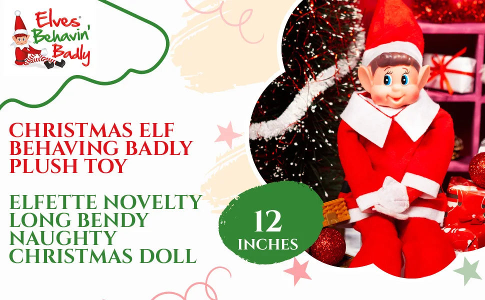 2024Christmas Elf Boy and Girl Behaving Behavin Badly Plush Toy Novelty Long Bendy Naughty  Christmas Elves Christmas Present