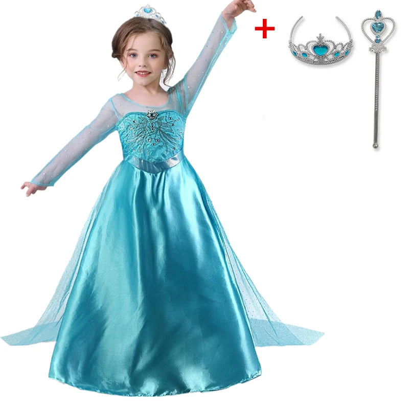 Elsa Dress for Girls 3-10 Yrs Birthday Role Elsa Princess Dress For Kids Halloween Carnival Easter Party Cosplay Girls Costume