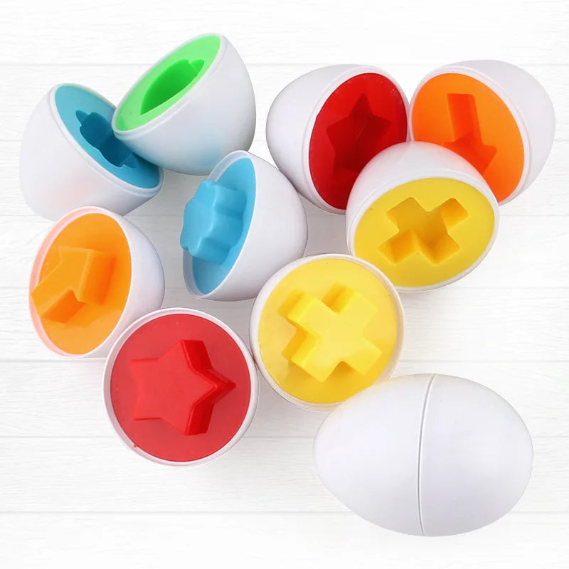 12/6 PCS Montessori Learning Education Math Smart Eggs 3D Puzzle Game For Children Popular Toys Jigsaw Mixed Shape Tools