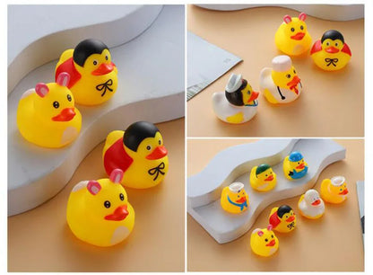 1pcs Baby Cute Duck Bath Toys Rubber Yellow Ducks Washing Swimming Toddler Toys Squeeze Sound Kids Wash Play Funny Gift