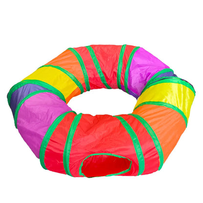 Foldable Rainbow Cat Tunnel Interactive Cat Toy Collapsible Play Tube for Kittens Durable Portable Pet Exercise Cubes