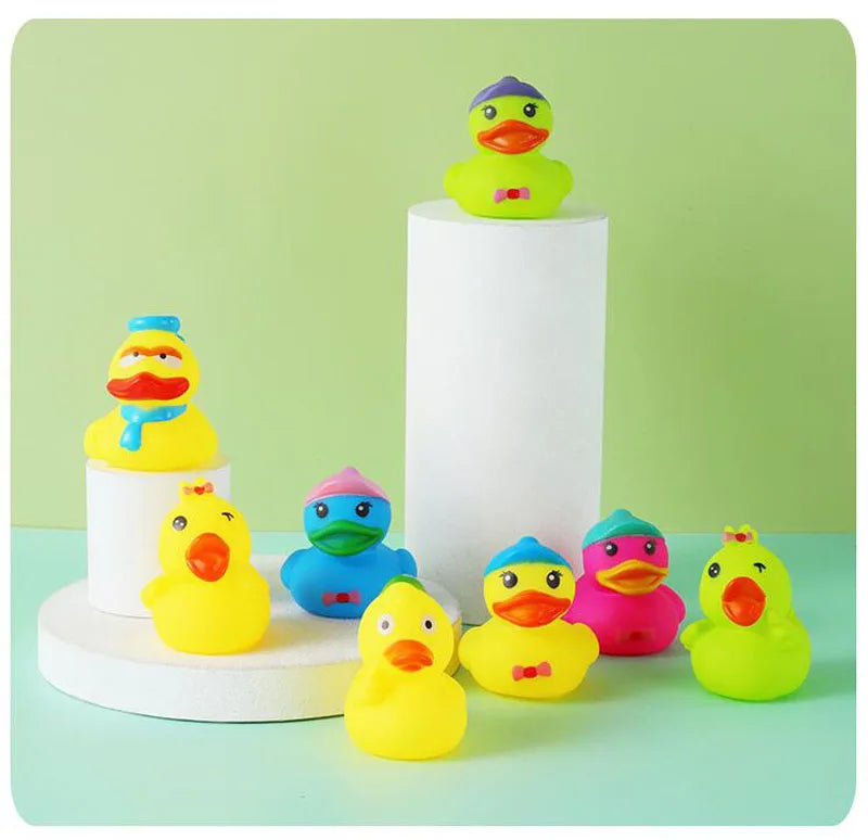 5-30Pcs/Lot Rubber Ducks Baby Bath Toys Kids Shower Bath Toy Float Squeaky Sound Duck Water Play Game Gift For Children