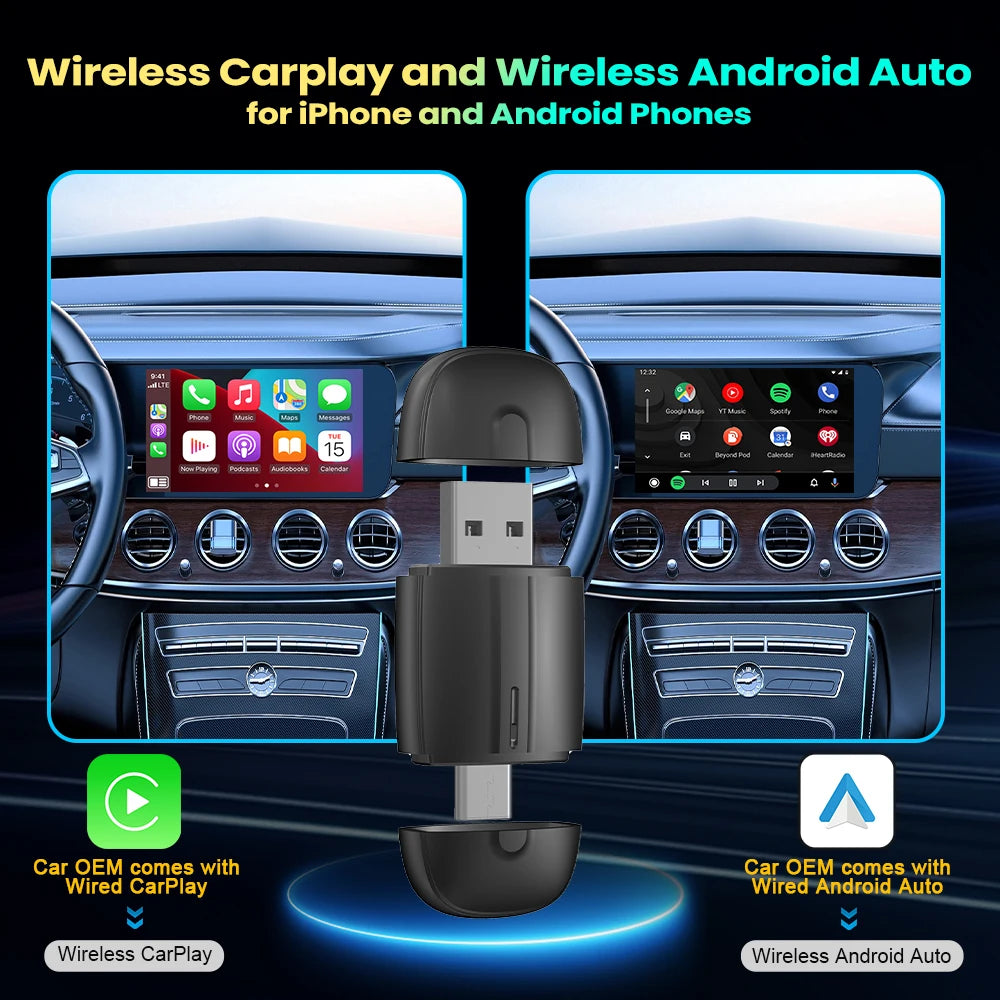 Wireless Android Auto Adapter CarPlay Adapter USB Type-c Plug and Play Bluetooth 2 In 1 For Haval H1 Blue-Brand H2 Blue-Brand H2