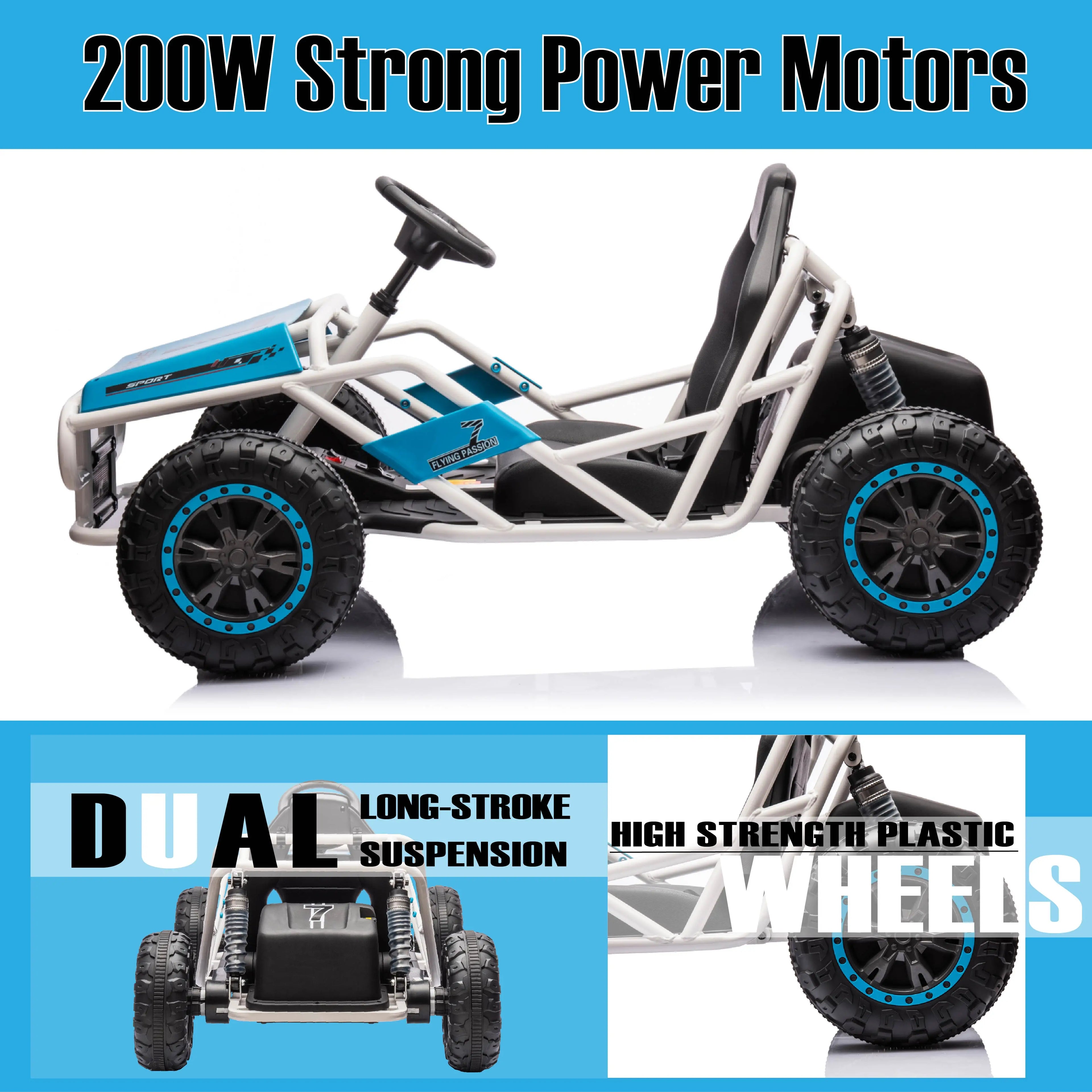 24V Ultimate Go-Kart, Ride On Toy for Big Kids Ages 6+, 2x200W Powerful Motor, 6MPH Outdoor/Off-road/Dirt Road Electric Car