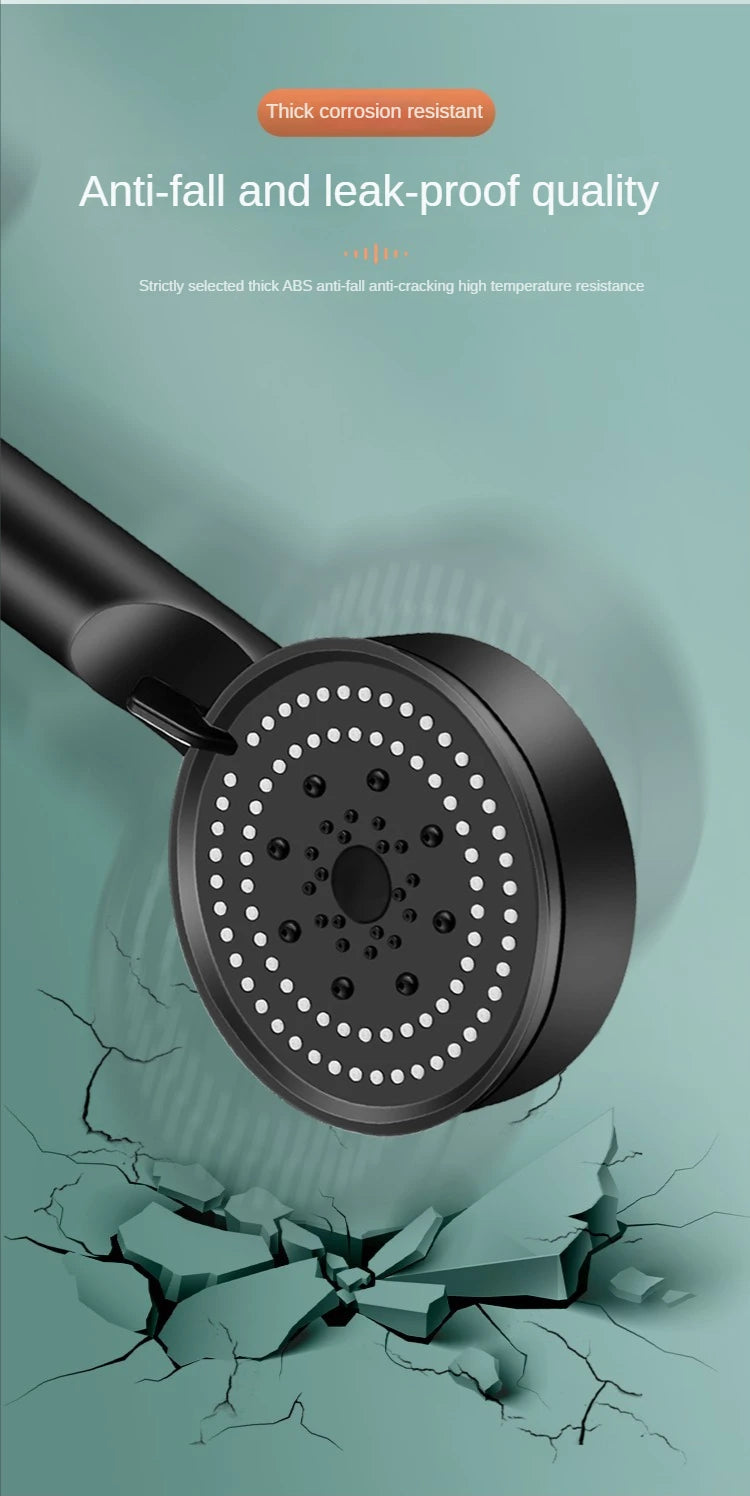 Turbo Bathroom Shower Head Strong Current Shower Heads High Pressure Powerful Rain Shower Head 5 Modes Universal Shower Head Set