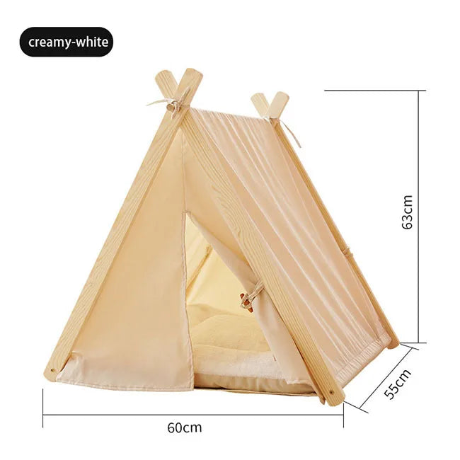 wholesale in stock Modern Wooden Triangle outdoor cat tent house pet camping tent cat bed teepee