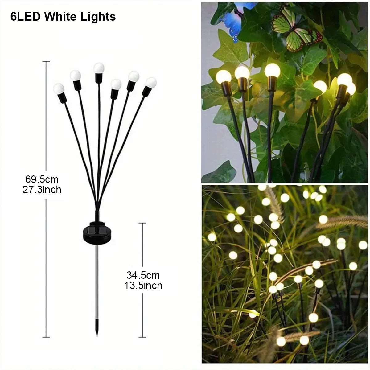 1/2 pc 6/8/10 LED Warm White/Colourful Lights Solar Lawn Lamp Garden Lamp Firefly Ground Plug Lamp Decoration Festival Lamp