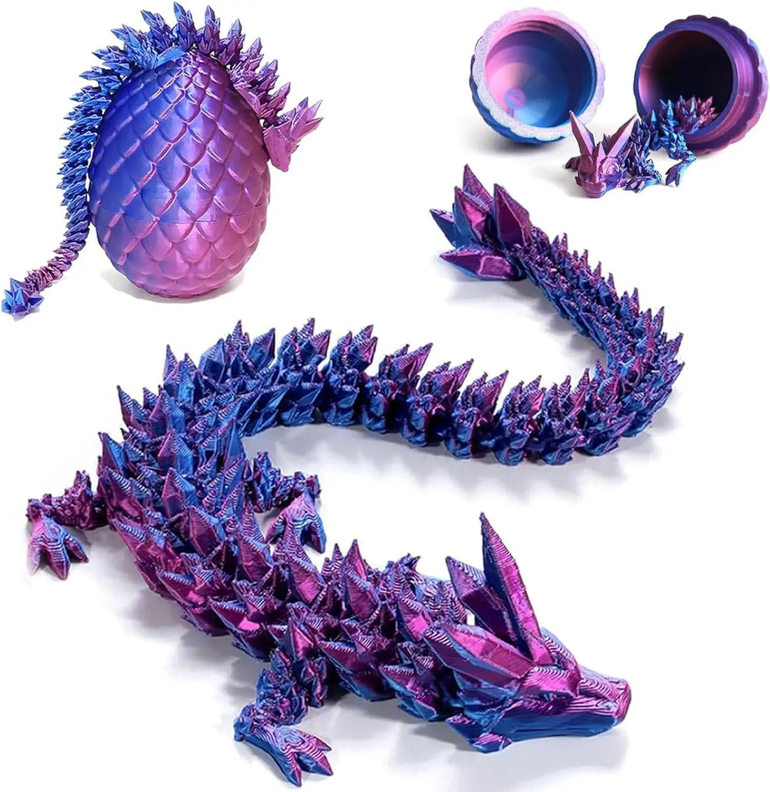 3D Printed Gem Articulated Dragon Rotatable 3D Dragon Toy Mystery Dragon Egg Poseable Joints Fidget Surprise Toy For Autism ADHD