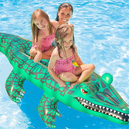 Reptile Ride on Toys, Crocodile Inflatable Pool Float for Kids, Fun Beach and Pool Toy, Giant Inflatable Pool Float