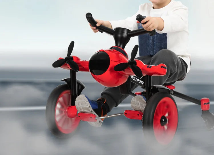 Simulation Model Folding Airplane Pedal Drift Bike Rotatable Propeller Children&