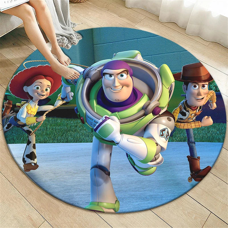 Toy Story Cute Cartoon Printed Round Carpet, Bedroom Balcony Entrance Door Sofa Kitchen Non-slip Mat Home Decoration Gift Rug