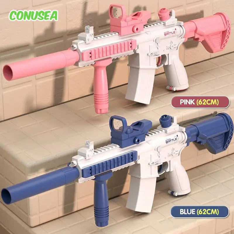 Portable Electric Water Gun Pistol Long Range M416 Style for Summer Beach Outdoor Fight Shooting Toy for Boys Children