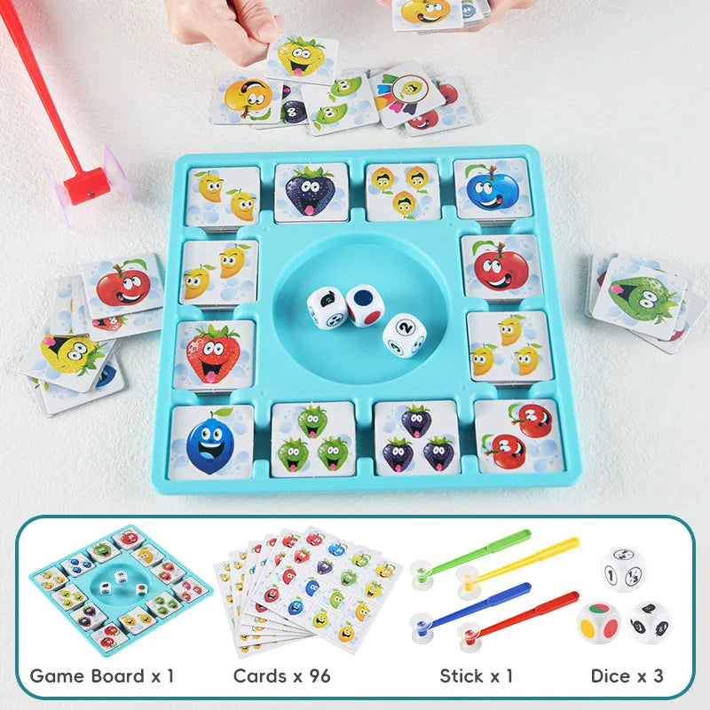 Children Education Learning Toys Fruit Sticking Game Card Dice Board Game Color Shape Cognition Party Competition Game Kids Toys