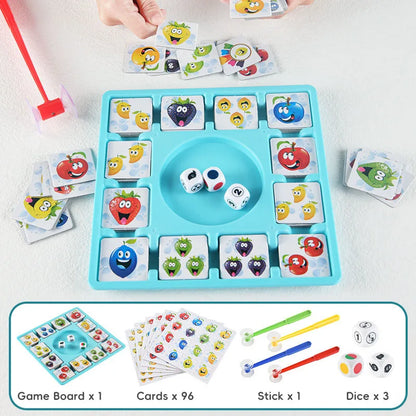 Children Education Learning Toys Fruit Sticking Game Card Dice Board Game Color Shape Cognition Party Competition Game Kids Toys