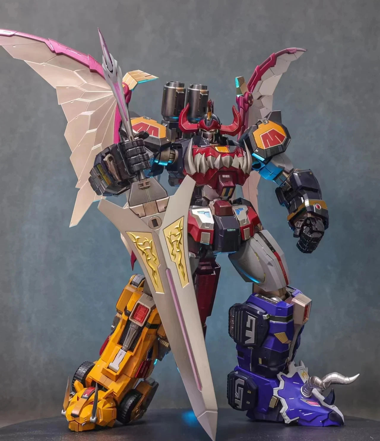 Hasbro &amp; Flame Toys [Go! Kara Kuri Combine] Power Rangers Dino Megazord 9.44 Inch (24 Cm) Action Figure Collectible Model Toys