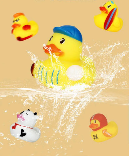 1pcs Creative Sports Duck toy Baby Bath Toys Rubber Ducks for Summer Beach Pool Activity Floating Ducks Bathtub Toy for Toddlers