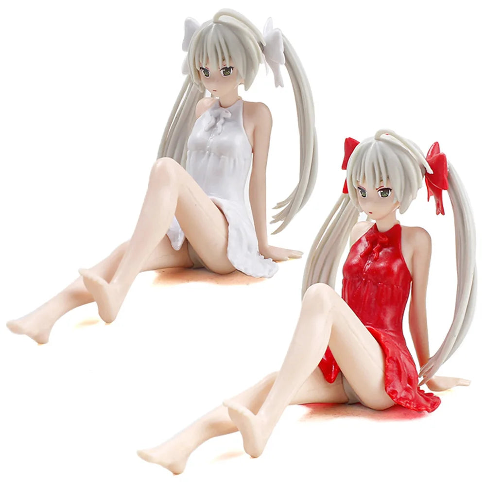 7.5cm Anime Yosuga No Sora Action Figure Kasugano Sora White Dress Sexy Girls Kasugano Dome Doll PVC Collectible Model Car Toy