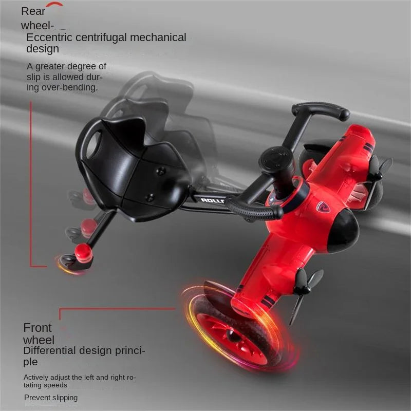 Simulation Model Folding Airplane Pedal Drift Bike Rotatable Propeller Children&