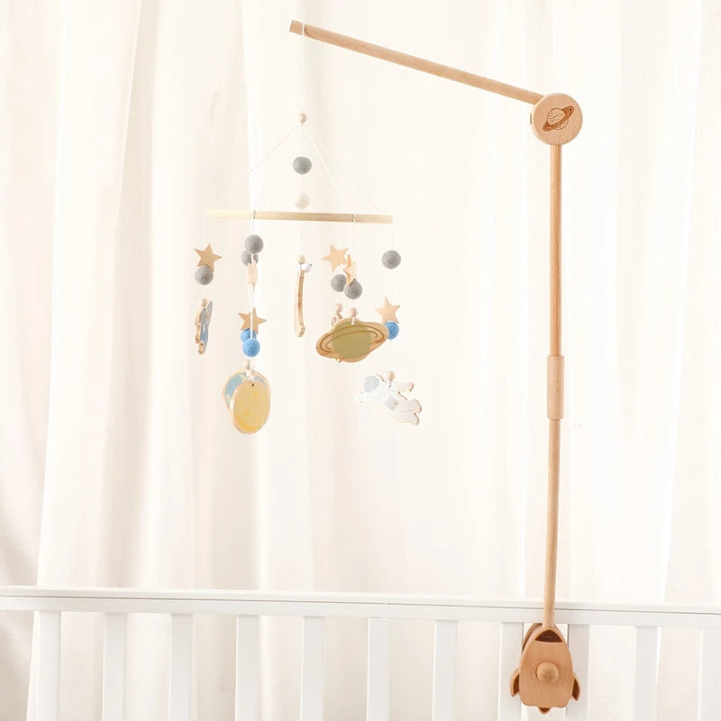 Baby Wooden Bird Shape Bed Bell Bracket Mobile Hanging Rattles Toy Hanger Baby Crib Mobile Bed Bell Toy Holder Arm Bracket Gifts