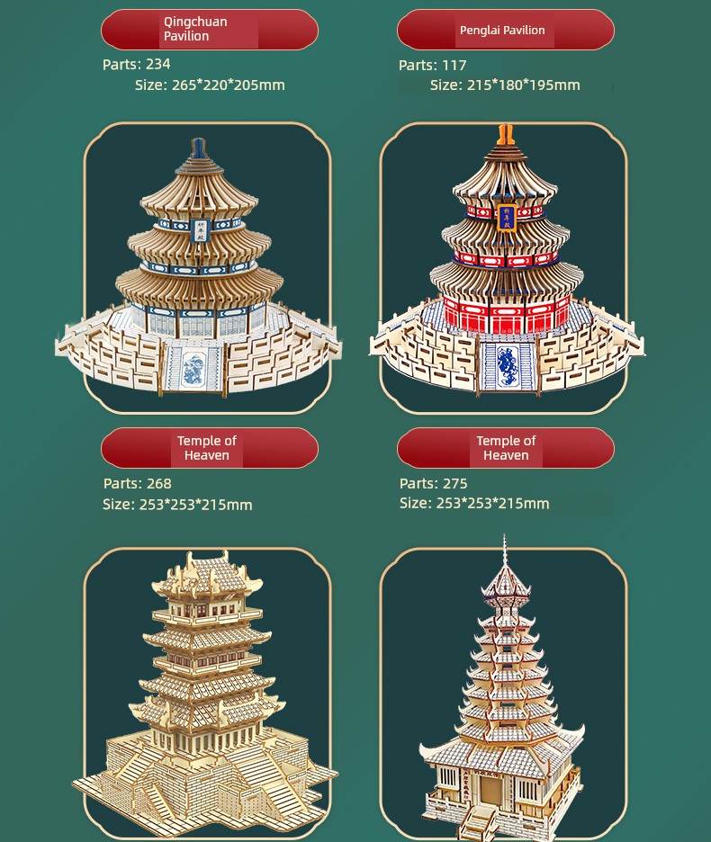 Chinese Ancient Style Building Wooden Puzzle House 3D Puzzle Model